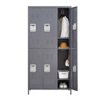 Casier métallique à 6 portes de 183 cm de haut avec serrure pour employés, armoire de rangement pour gymnase à domicile, bureau, école, garage, gris