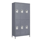 Casier métallique à 6 portes de 183 cm de haut avec serrure pour employés, armoire de rangement pour gymnase à domicile, bureau, école, garage, gris