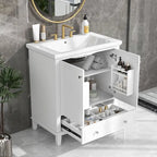 Meuble de rangement haut de salle de bain autoportant avec étagères réglables et porte