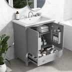 Meuble de rangement haut de salle de bain autoportant avec étagères réglables et porte