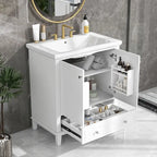 Meuble de rangement haut de salle de bain autoportant avec étagères réglables et porte