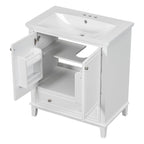 Meuble de rangement haut de salle de bain autoportant avec étagères réglables et porte