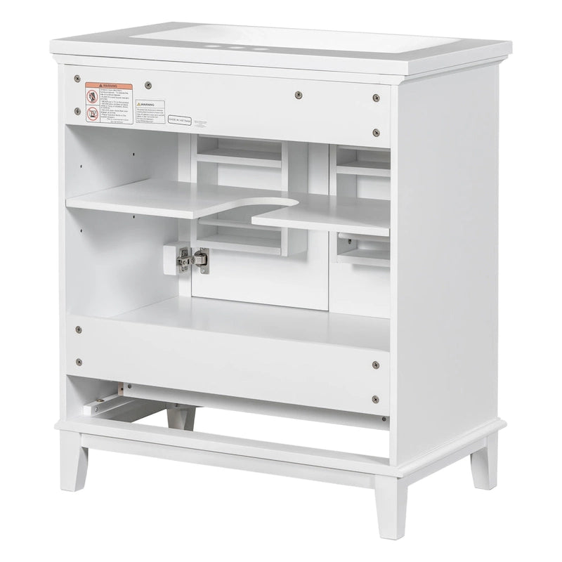 Meuble de rangement haut de salle de bain autoportant avec étagères réglables et porte