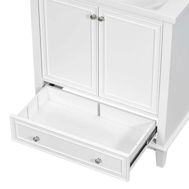 Meuble de rangement haut de salle de bain autoportant avec étagères réglables et porte