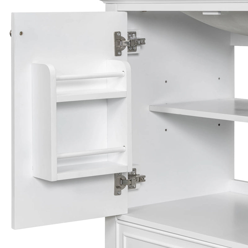 Meuble de rangement haut de salle de bain autoportant avec étagères réglables et porte
