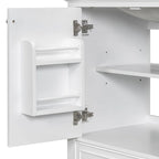 Meuble de rangement haut de salle de bain autoportant avec étagères réglables et porte