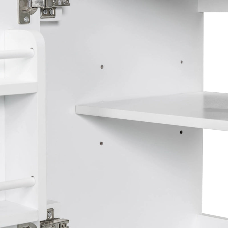 Meuble de rangement haut de salle de bain autoportant avec étagères réglables et porte
