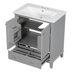 Meuble de rangement haut de salle de bain autoportant avec étagères réglables et porte