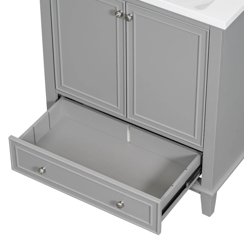 Meuble de rangement haut de salle de bain autoportant avec étagères réglables et porte