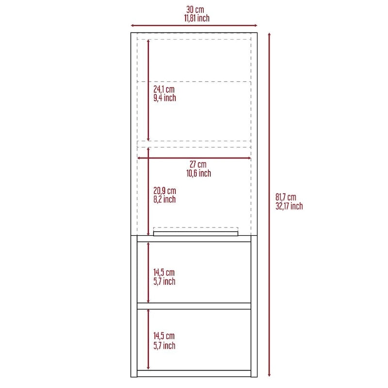 Meuble de salle de bain à porte unique avec 2 étagères intérieures et 2 étagères externes, fixation murale ou au sol