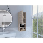 Meuble de salle de bain à porte unique avec 2 étagères intérieures et 2 étagères externes, fixation murale ou au sol