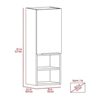 Meuble de salle de bain à porte unique avec 2 étagères intérieures et 2 étagères externes, fixation murale ou au sol
