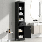 Colonne de salle de bain, Meuble de rangement sur pied avec tiroir, Panneau MDF, Étagère réglable, Noir