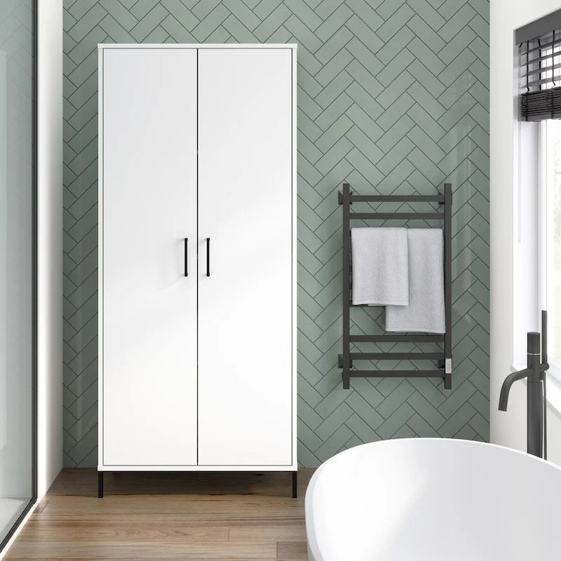 Meuble de rangement de salle de bain autoportant avec étagères