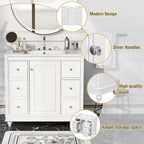 Meuble de salle de bain de 36 pouces avec lavabo en résine et étagères réglables