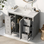 Meuble de salle de bain de 36 pouces avec lavabo en résine et étagères réglables