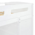 Lit mezzanine simple avec bureau, armoires, 4 tiroirs et 4 étagères